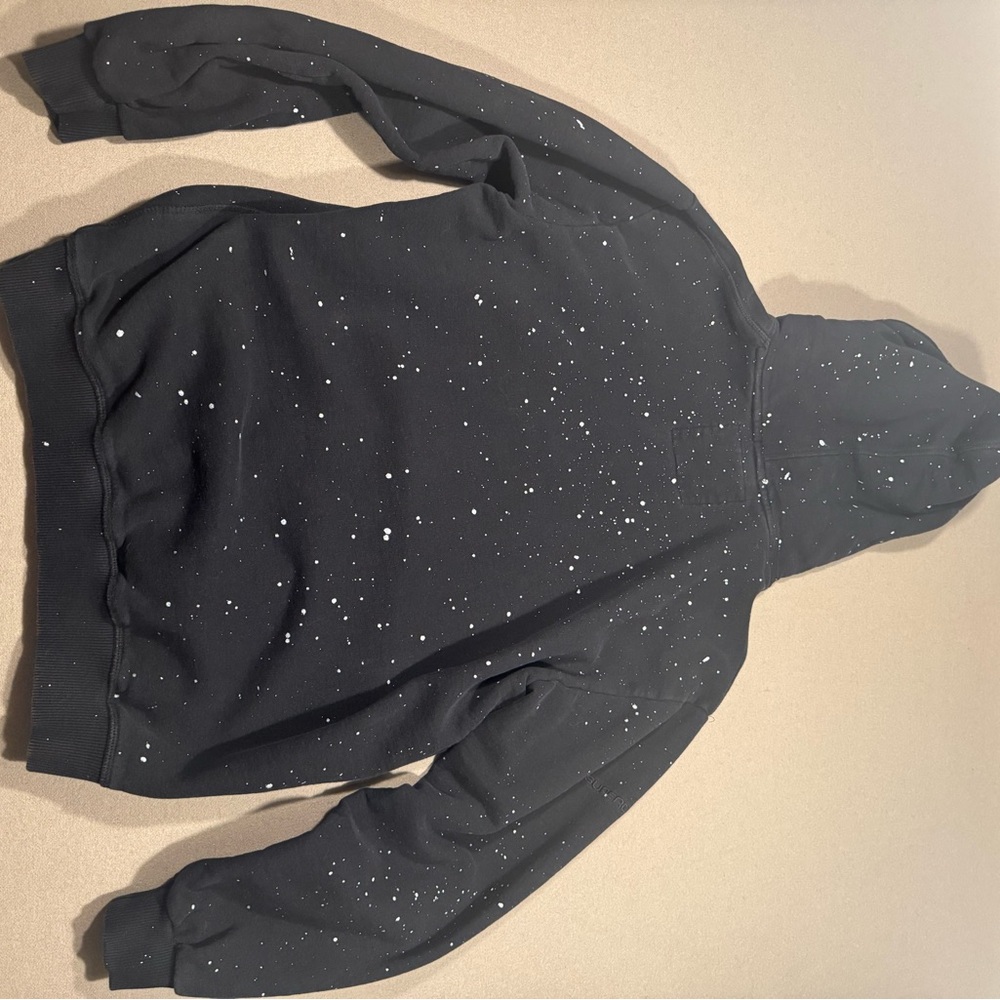 Superdry Black Pullover Hoodie with White Logo and Paint-Splatter - Picture 8 of 9
